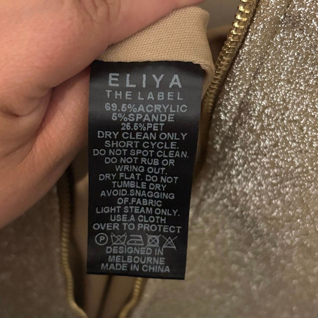 Eliya The Label Nwt Gold Sparkle Tamara Cut Out Midi Dress Size Large — image 8 of 8